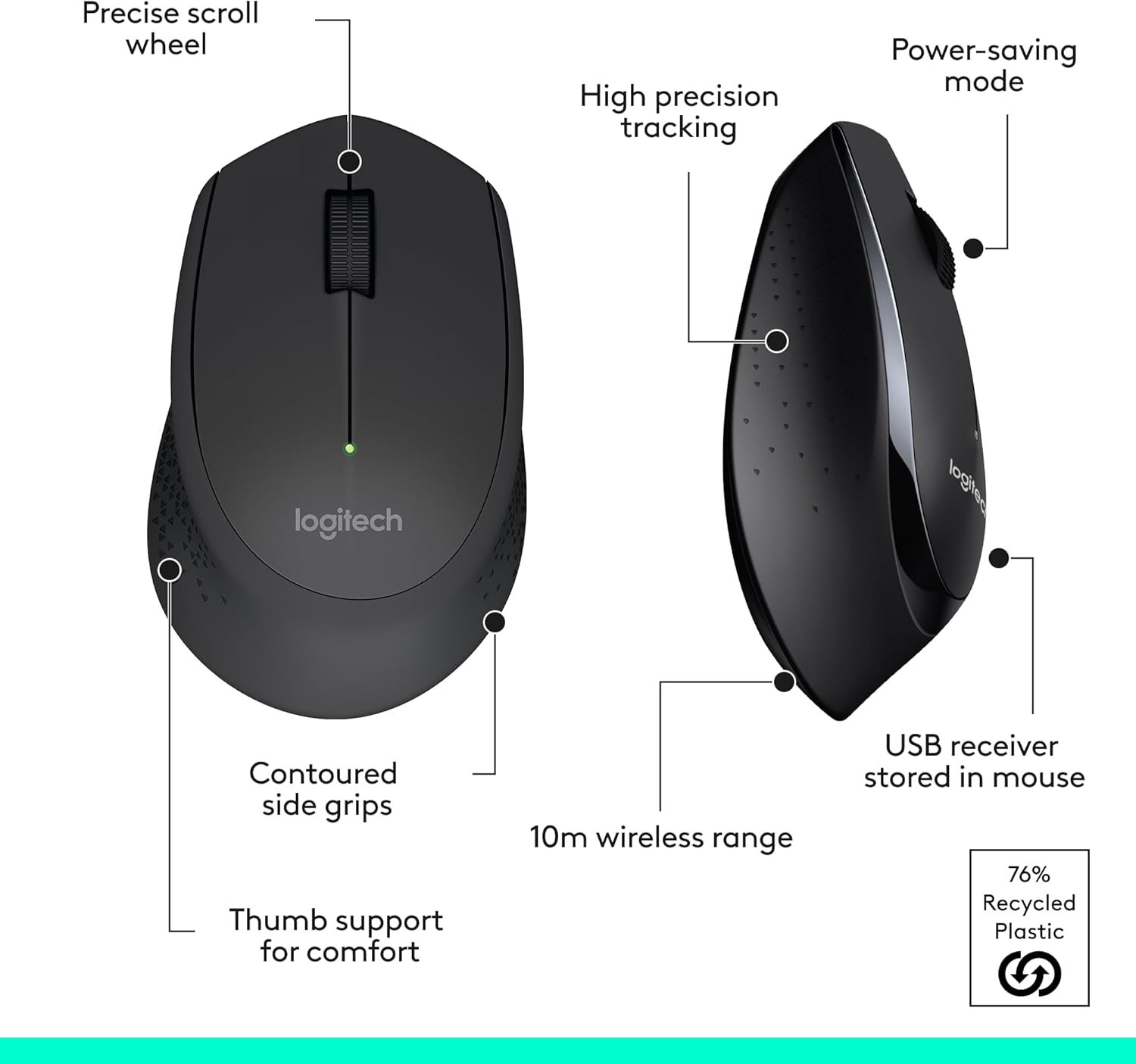 Logitech MK345 Wireless Keyboard & Mouse Combo – Comfortable Palm Rest